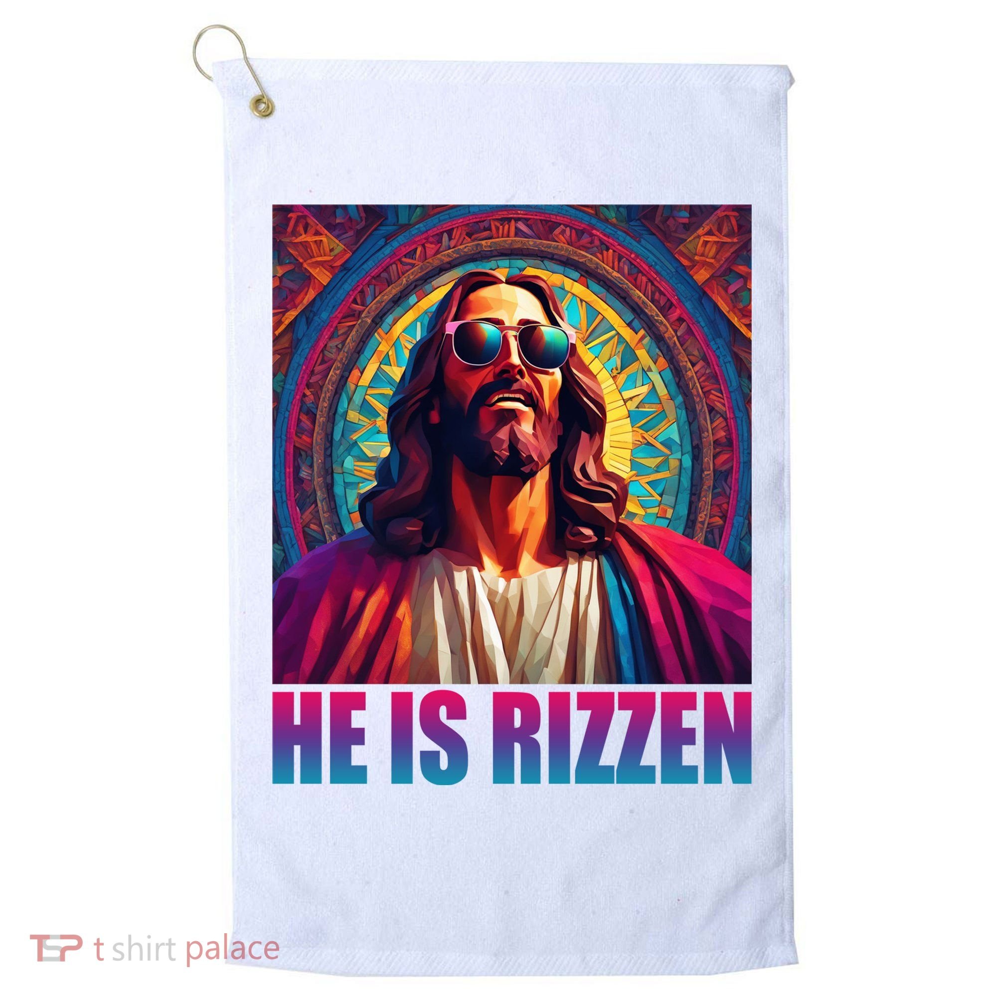 He Is Rizzen Jesus Portrait Risen Golf Towel