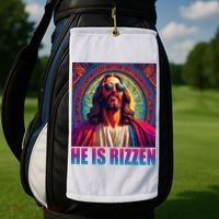 He Is Rizzen Jesus Portrait Risen Golf Towel thumb 2