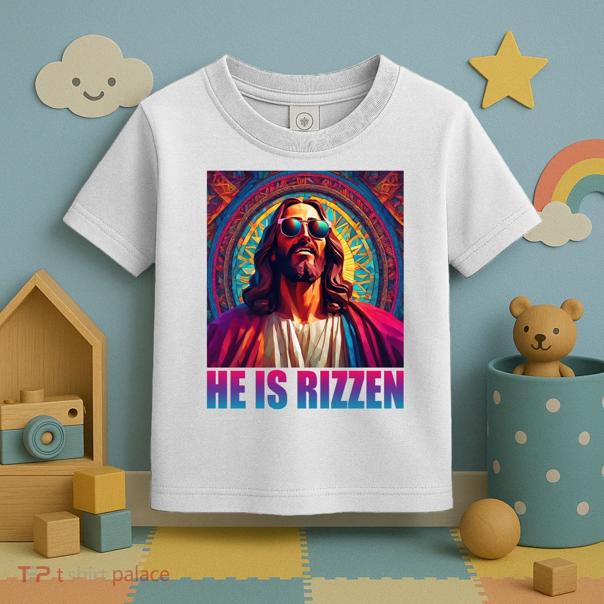 He Is Rizzen Jesus Portrait Risen Toddler T-Shirt