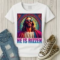 He Is Rizzen Jesus Portrait Risen Women's T-Shirt thumb 3