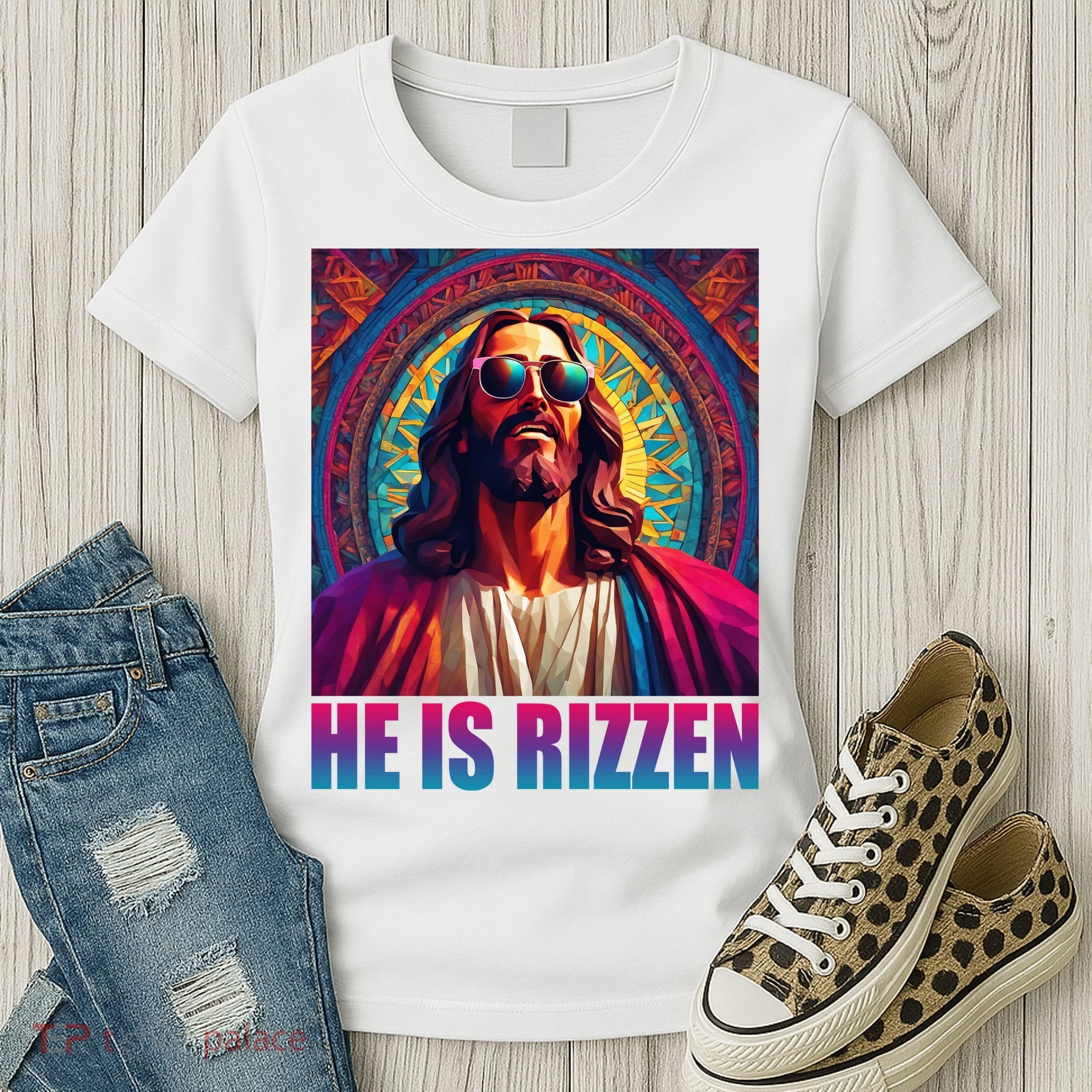 He Is Rizzen Jesus Portrait Risen Women's T-Shirt