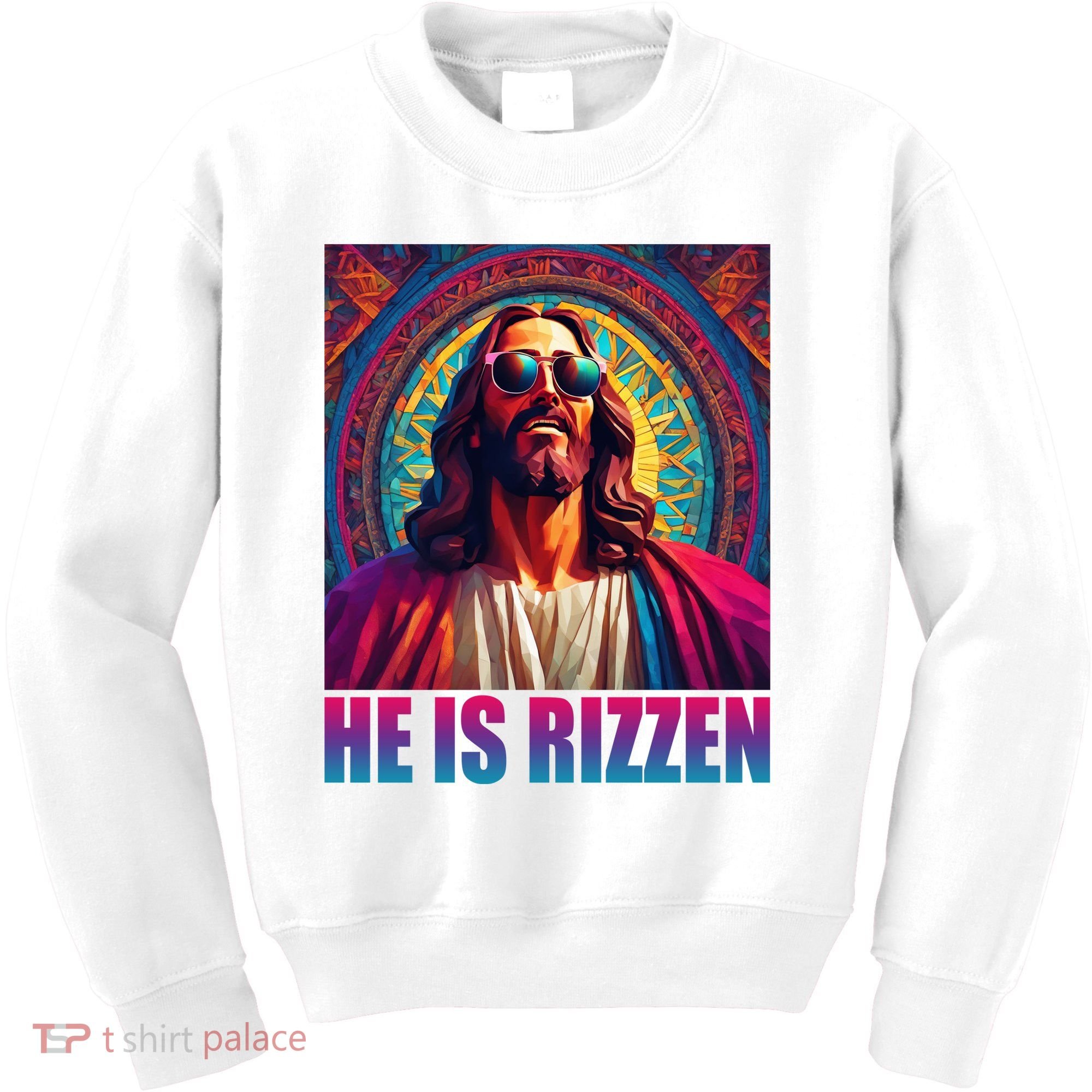 He Is Rizzen Jesus Portrait Risen Kids Sweatshirt