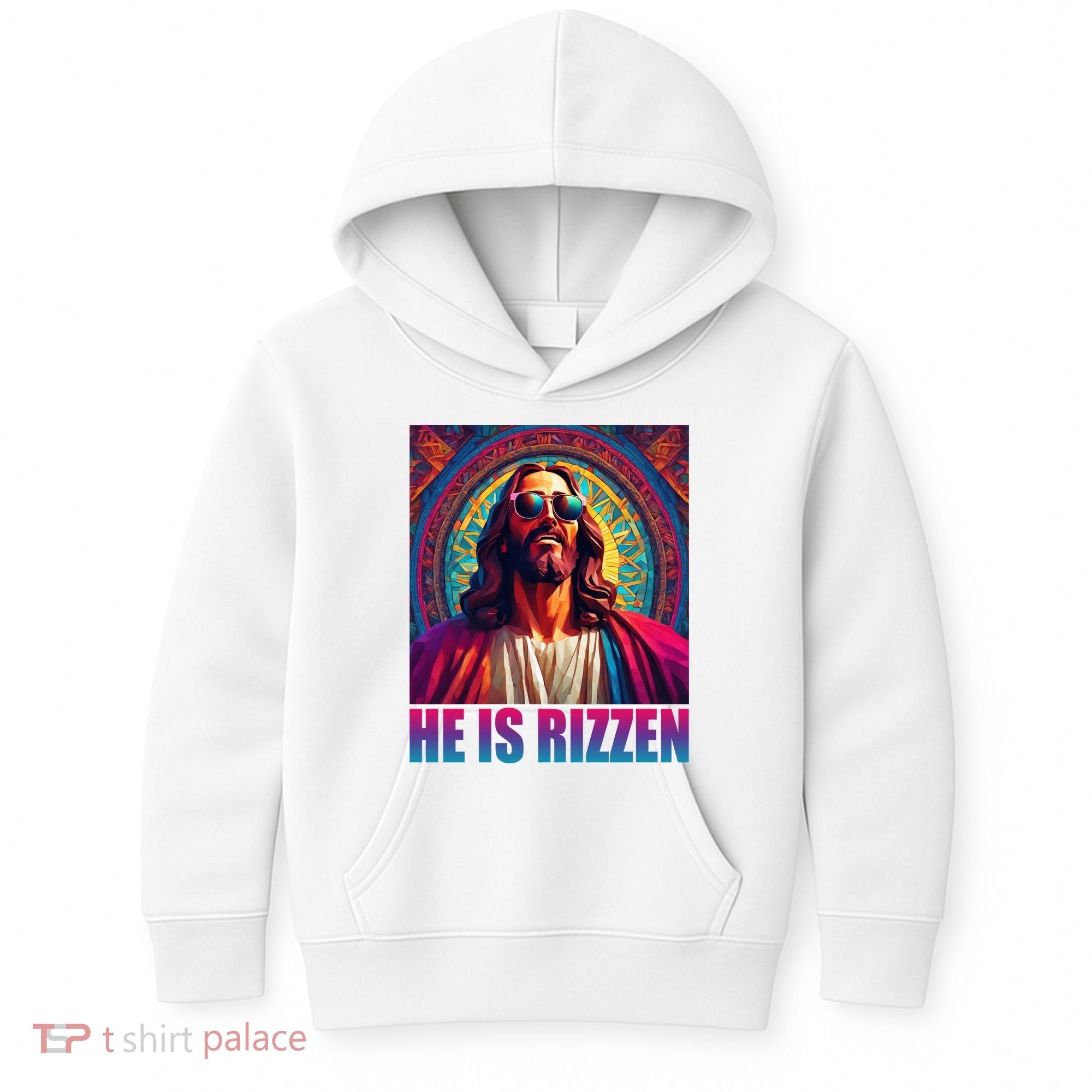 He Is Rizzen Jesus Portrait Risen Kids Hoodie
