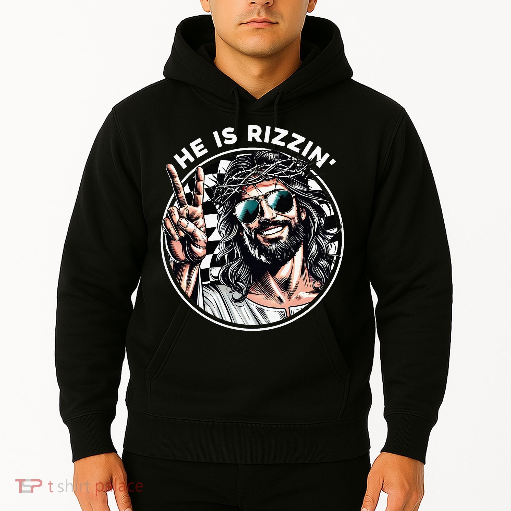 He Is Rizzin' Jesus Christian Happy Easter Hunt Eggs Funny Hoodie