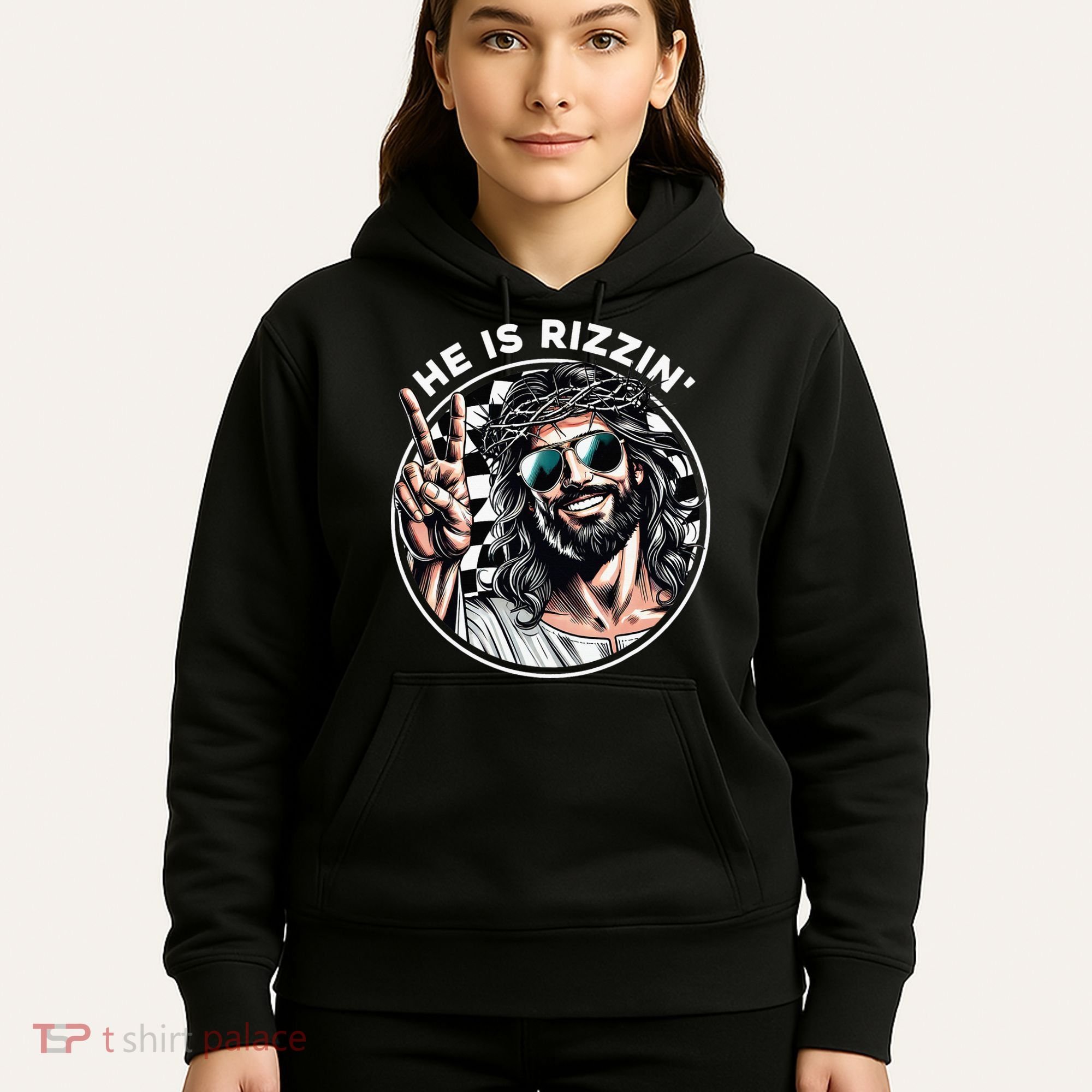 He Is Rizzin' Jesus Christian Happy Easter Hunt Eggs Funny Hoodie