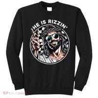 He Is Rizzin' Jesus Christian Happy Easter Hunt Eggs Funny Sweatshirt thumb 0