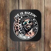 He Is Rizzin' Jesus Christian Happy Easter Hunt Eggs Funny Coaster thumb 0
