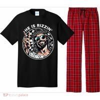 He Is Rizzin' Jesus Christian Happy Easter Hunt Eggs Funny Pajama Set thumb 0