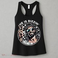 He Is Rizzin' Jesus Christian Happy Easter Hunt Eggs Funny Women's Tank Top thumb 3