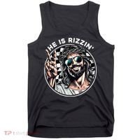 He Is Rizzin' Jesus Christian Happy Easter Hunt Eggs Funny Tank Top thumb 0