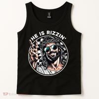 He Is Rizzin' Jesus Christian Happy Easter Hunt Eggs Funny Tank Top thumb 2