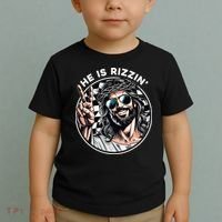 He Is Rizzin' Jesus Christian Happy Easter Hunt Eggs Funny Toddler T-Shirt thumb 2
