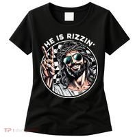 He Is Rizzin' Jesus Christian Happy Easter Hunt Eggs Funny Women's T-Shirt thumb 0