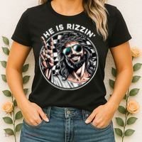 He Is Rizzin' Jesus Christian Happy Easter Hunt Eggs Funny Women's T-Shirt thumb 2