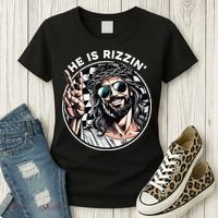 He Is Rizzin' Jesus Christian Happy Easter Hunt Eggs Funny Women's T-Shirt thumb 3