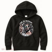 He Is Rizzin' Jesus Christian Happy Easter Hunt Eggs Funny Kids Hoodie thumb 0