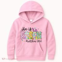 He Is Risen Jesus Christian Happy Easter Kids Hoodie thumb 0
