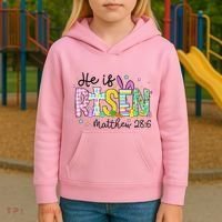He Is Risen Jesus Christian Happy Easter Kids Hoodie thumb 3