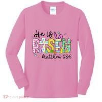 He Is Risen Jesus Christian Happy Easter Kids Long Sleeve Shirt thumb 0