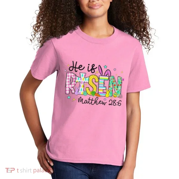 He Is Risen Jesus Christian Happy Easter Kids T-Shirt