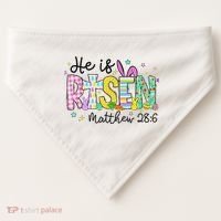He Is Risen Jesus Christian Happy Easter USA-Made Doggie Bandana thumb 0