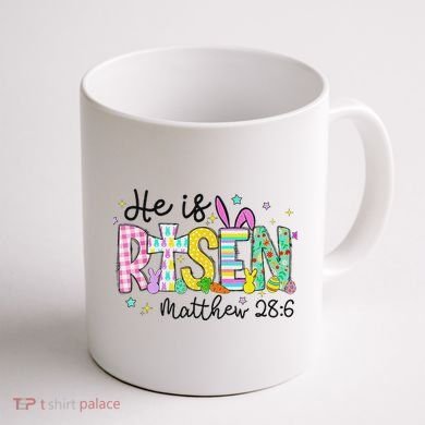 He Is Risen Jesus Christian Happy Easter Coffee Mug back