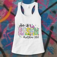 He Is Risen Jesus Christian Happy Easter Women's Tank Top thumb 3