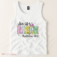 He Is Risen Jesus Christian Happy Easter Tank Top thumb 2
