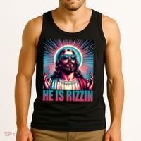 He Is Rizzin Jesus Christ Tank Top thumb 3