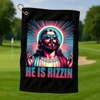 He Is Rizzin Jesus Christ Golf Towel thumb 1