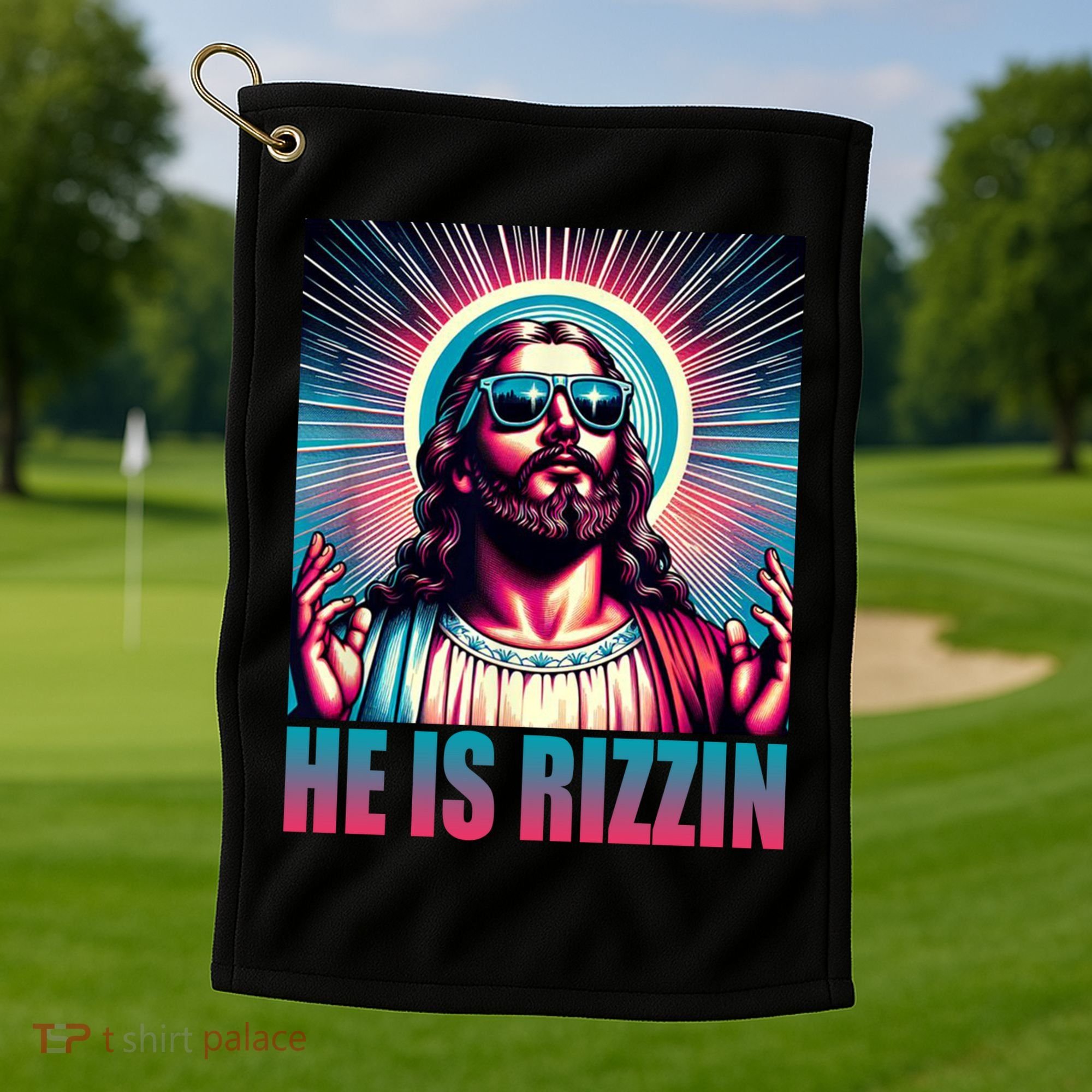 He Is Rizzin Jesus Christ Golf Towel