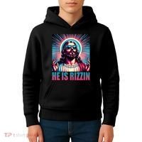 He Is Rizzin Jesus Christ Kids Hoodie thumb 4