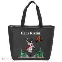 He Is Rizzin Funny Jesus Playing Basketball Meme Tote Bag thumb 0