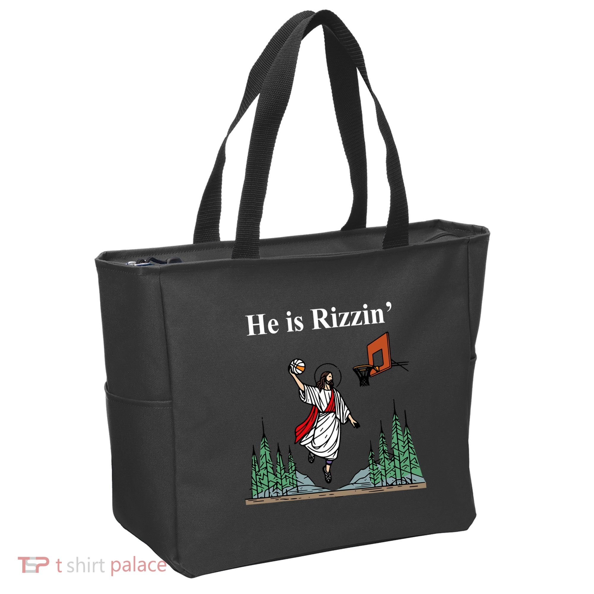He Is Rizzin Funny Jesus Playing Basketball Meme Tote Bag