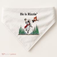 He Is Rizzin Funny Jesus Playing Basketball Meme USA-Made Doggie Bandana thumb 0
