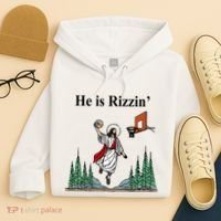 He Is Rizzin Funny Jesus Playing Basketball Meme Hoodie thumb 4