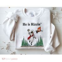 He Is Rizzin Funny Jesus Playing Basketball Meme Sweatshirt thumb 2