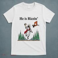 He Is Rizzin Funny Jesus Playing Basketball Meme T-Shirt thumb 5