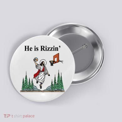He Is Rizzin Funny Jesus Playing Basketball Meme Button