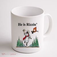 He Is Rizzin Funny Jesus Playing Basketball Meme Coffee Mug thumb 1
