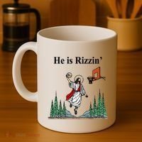 He Is Rizzin Funny Jesus Playing Basketball Meme Coffee Mug thumb 4