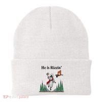 He Is Rizzin Funny Jesus Playing Basketball Meme Beanie thumb 0