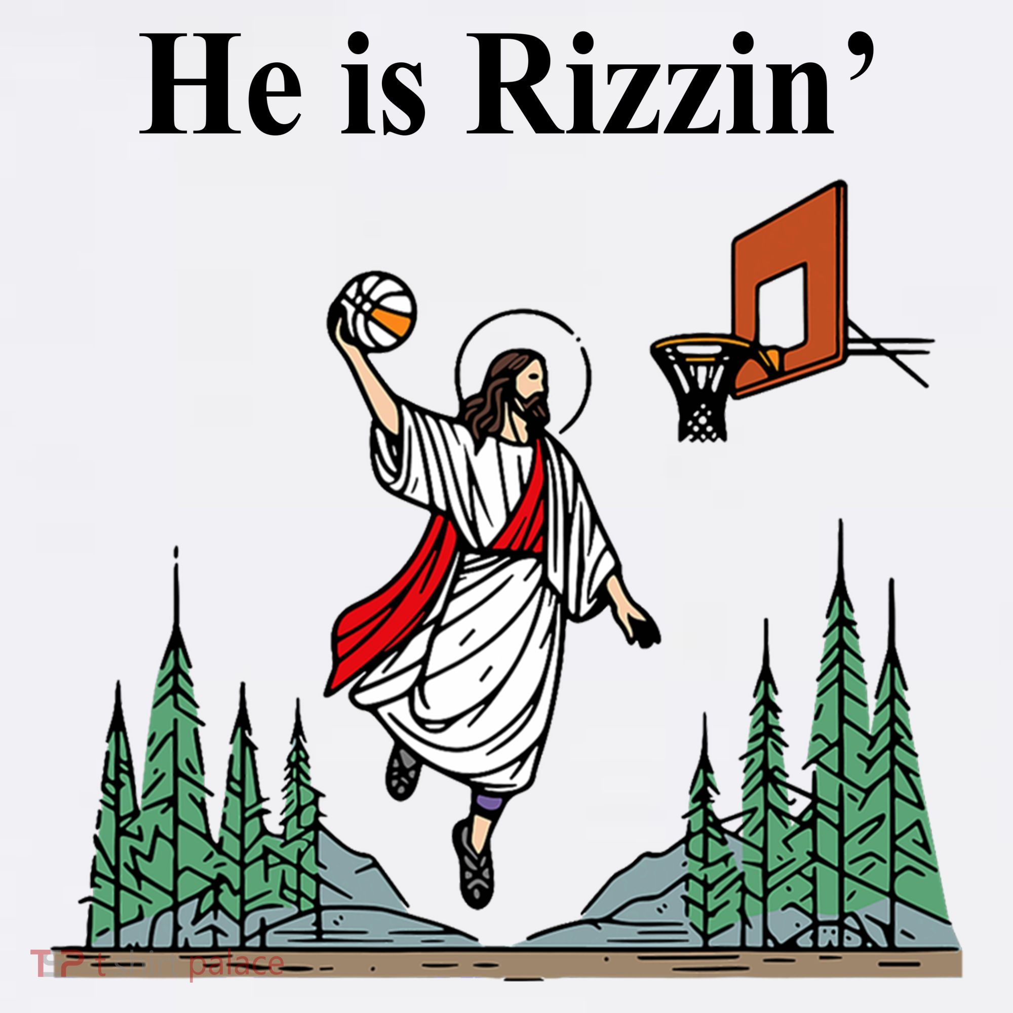 He Is Rizzin Funny Jesus Playing Basketball Meme Women's Hoodie