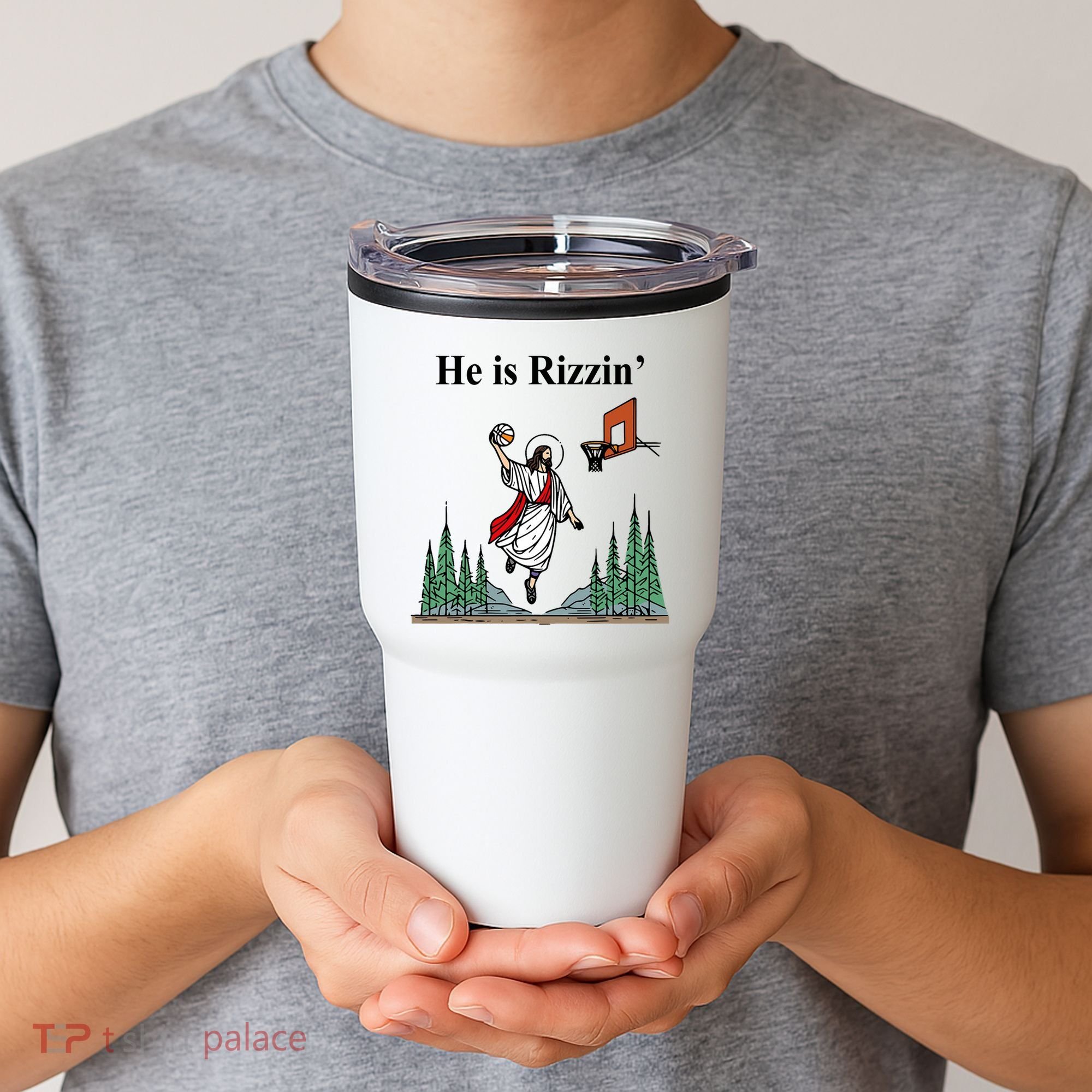 He Is Rizzin Funny Jesus Playing Basketball Meme Tumbler