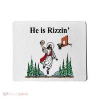 He Is Rizzin Funny Jesus Playing Basketball Meme Mousepad thumb 0