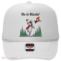 He Is Rizzin Funny Jesus Playing Basketball Meme Hat thumb 0