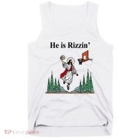 He Is Rizzin Funny Jesus Playing Basketball Meme Tank Top thumb 0