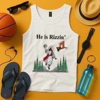 He Is Rizzin Funny Jesus Playing Basketball Meme Tank Top thumb 4