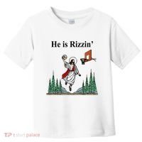 He Is Rizzin Funny Jesus Playing Basketball Meme Toddler T-Shirt thumb 0