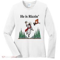 He Is Rizzin Funny Jesus Playing Basketball Meme Women's Long Sleeve Shirt thumb 0